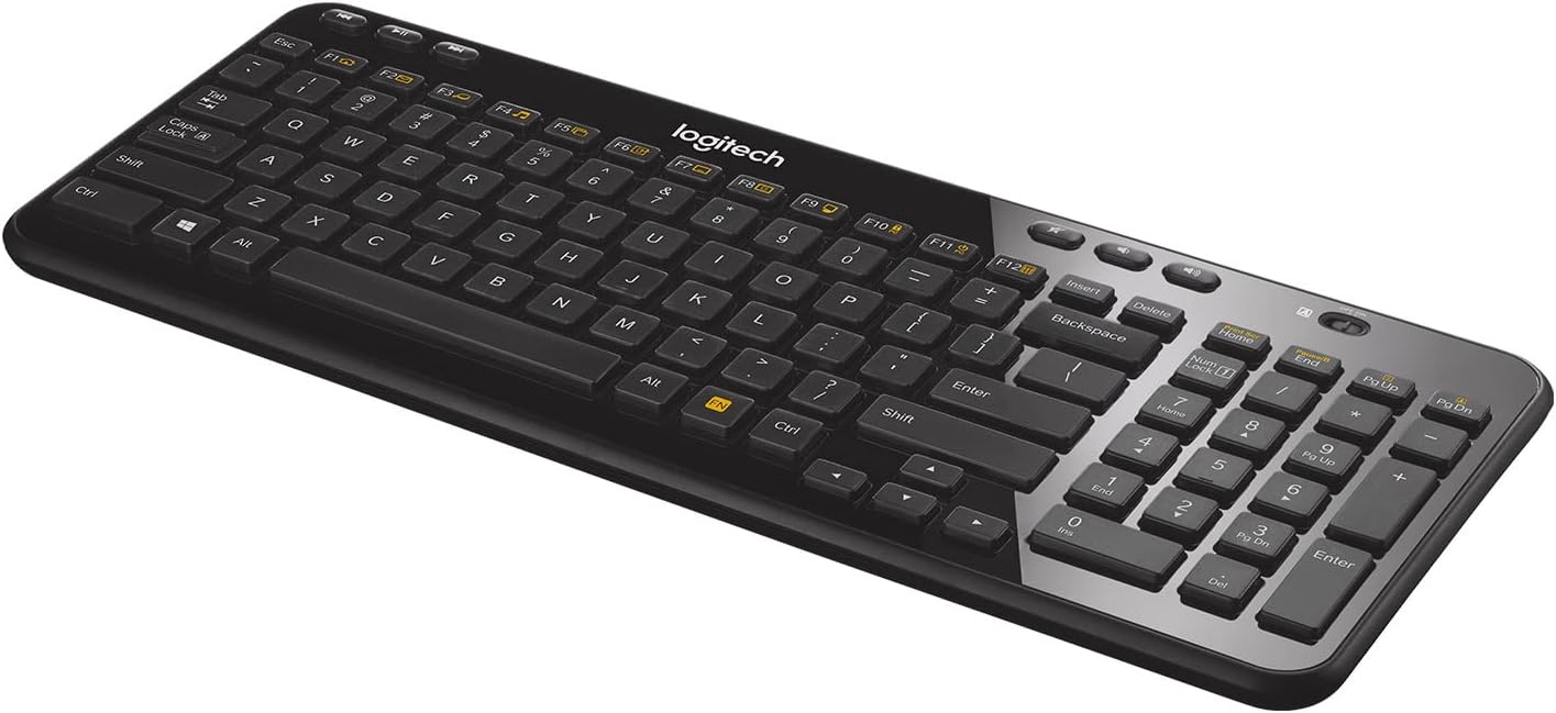 Logitech K360 Wireless USB Desktop Keyboard — Compact Full Keyboard, 3-Year Battery Life (Glossy Black)