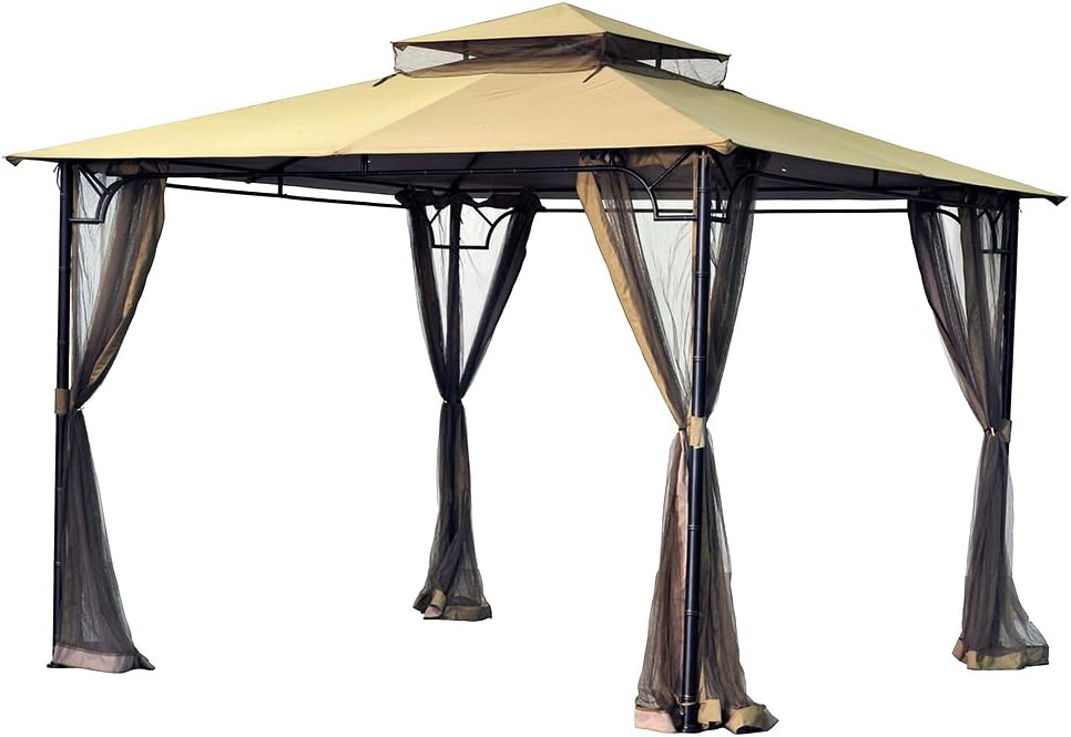Garden Winds Replacement Canopy Top Cover for Bamboo Look L-GZ136PST-8, L-GZ136PST-8B, A111009400 Gazebo - Riplock 350 - Beige