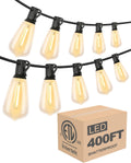 Lightdot 400FT Outdoor String Lights, LED Bistro String Lights with Shatterproof ST38 Vintage Bulbs, 2200K Dimmable, Waterproof Hanging Lights for Porch, Deck, Garden, Backyard, Balcony - ETL Listed
