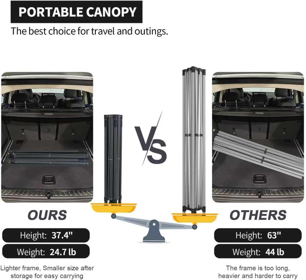 10x10 Pop Up Canopy Tent with 2 Sidewalls, Easy UpCanopy Outdoor Party Sun Shade Tent Portable Gazebofor Beach Camping Events with Carry Bag and 4 SandBags