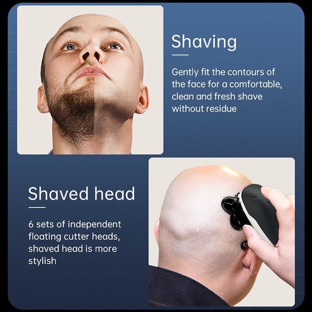 Head Shaver for Men, 5 in 1 Electric Shaver for Men Beard Hair Trimmer Bald Head Razor 5D Floating Electric Nose Hair Trimmer LCD Display