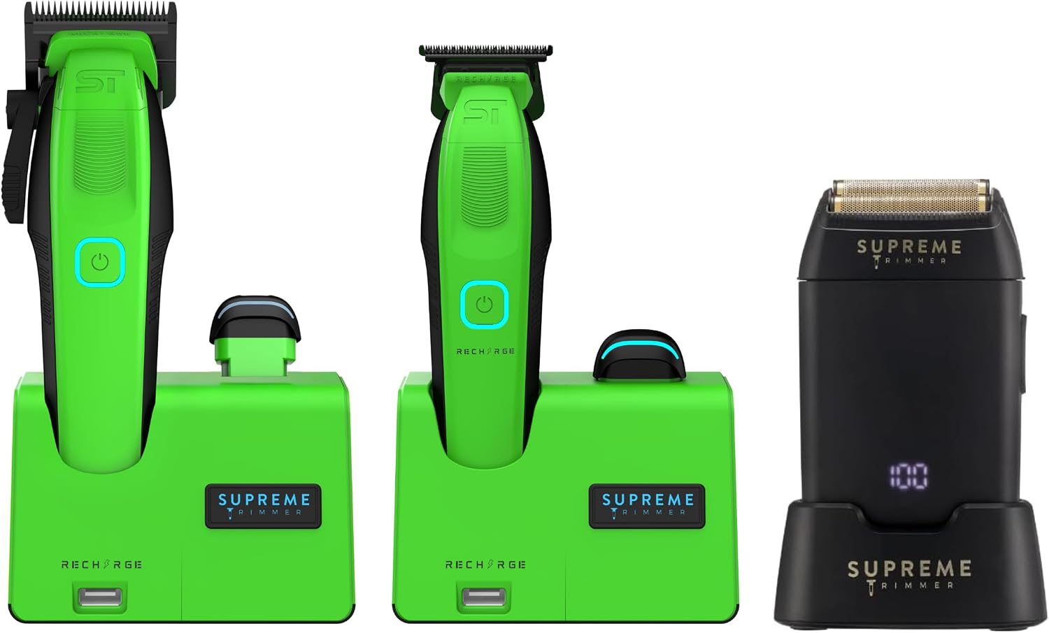 Supreme Trimmer 3-in-1 Recharge Hair Clipper, Beard Trimmer & Crunch Foil Shaver Combo | Removable Batteries, Smart USB Charging Base, Master Barber Set | STB775 + STF602