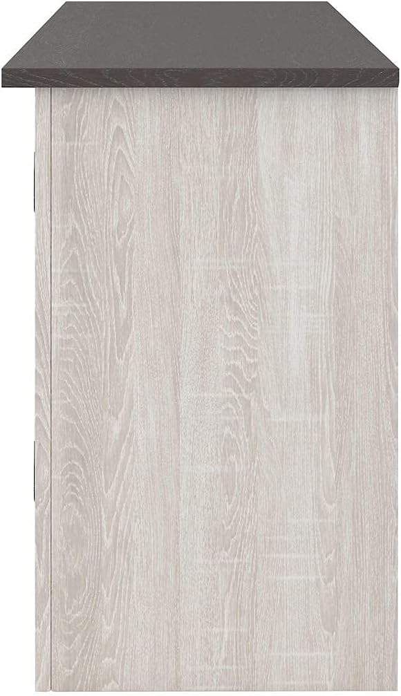 Signature Design by Ashley Dorrinson Farmhouse TV Stand with Fireplace Option, Fits TVs up to 58', Whitewash