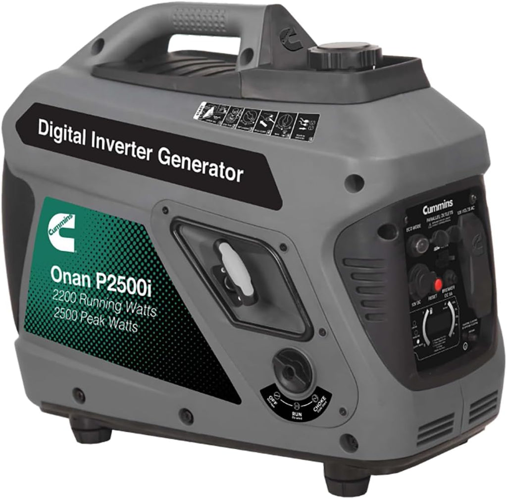 Cummins Onan P2500i Portable Digital Inverter Generator, 2200 Running Watts with 2500 Peak Watts, Perfect for Home, Camping, and RV use