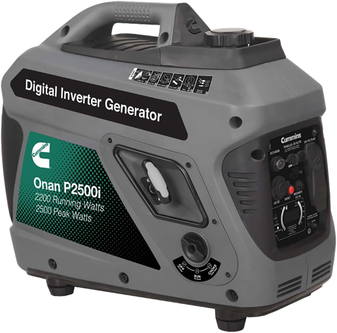 Cummins Onan P2500i Portable Digital Inverter Generator, 2200 Running Watts with 2500 Peak Watts, Perfect for Home, Camping, and RV use