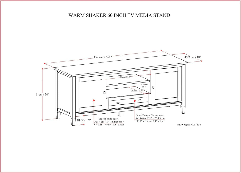 SIMPLIHOME Warm Shaker TV Stand - 60 inch Wide Solid Wood Media Console in Light Golden Brown, Transitional Entertainment Center for Living Room for TVs up to 65 Inches with Cable Management