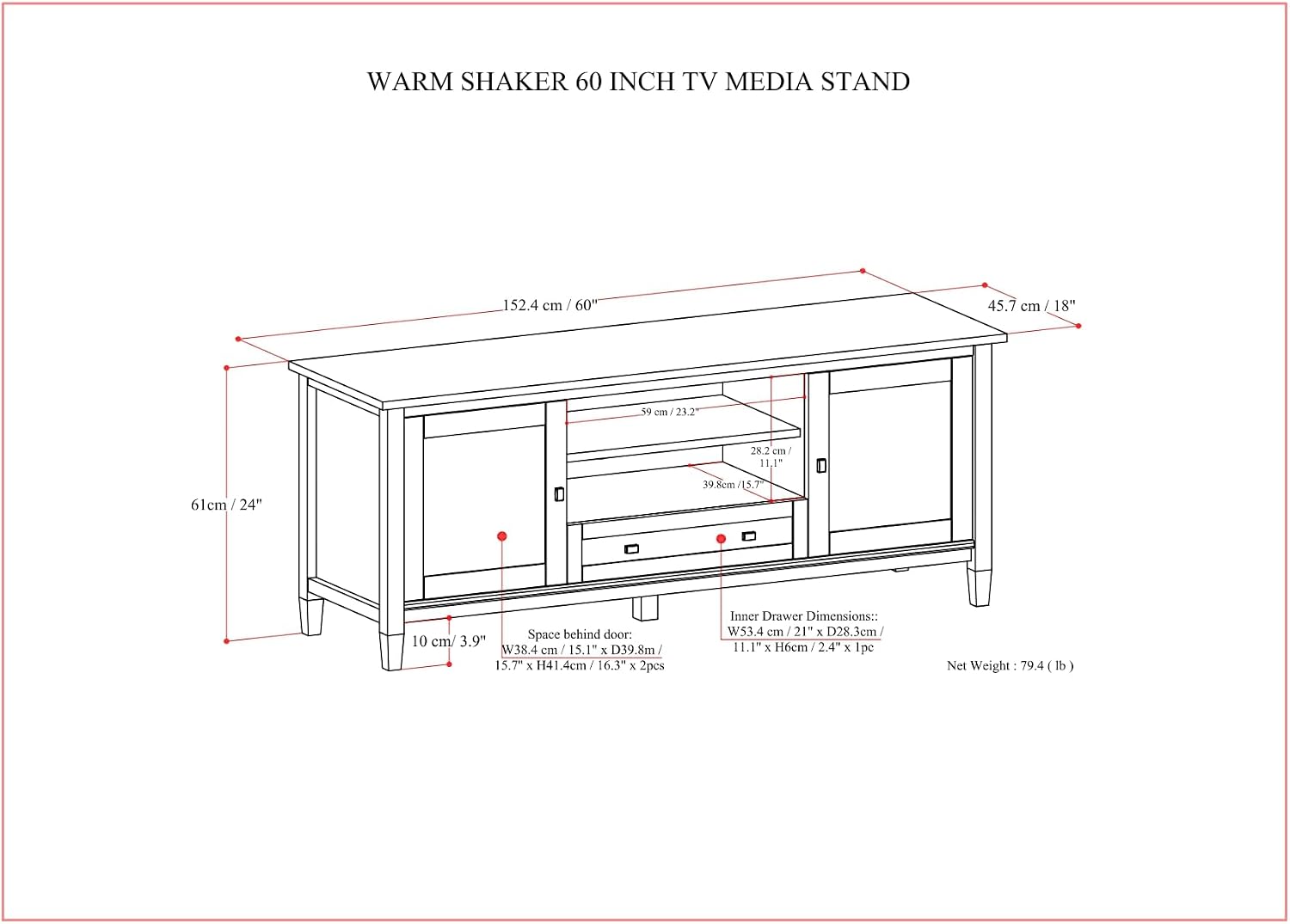 SIMPLIHOME Warm Shaker TV Stand - 60 inch Wide Solid Wood Media Console in Light Golden Brown, Transitional Entertainment Center for Living Room for TVs up to 65 Inches with Cable Management