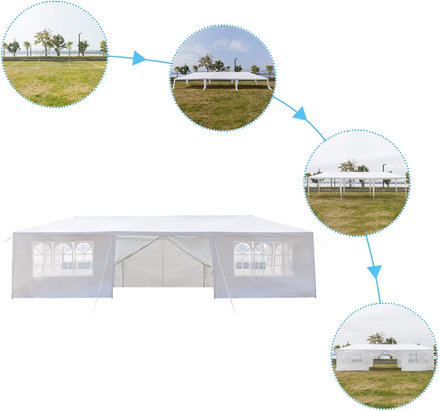 Outdoor Gazebo Canopy Wedding Party Tent Camping Shelter Commercial Instant Shelter Waterproof Tent with Removable Side Walls (Upgrade 10'x30' Eight Sides)