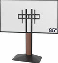 VIVO Dual-Column TV Floor Stand for 32' to 85' Screens with Heavy Duty Base, Tilting Mount with 5 Set Height Adjustments, Black and Dark Walnut, STAND-TV85JS