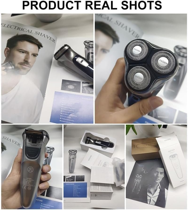 Electric Shavers for Bald Men, Electric Shaver Razor Men Type-C Rechargeable Shaving Beard Machine Intelligent Control Travel Lock (Color : Silver)