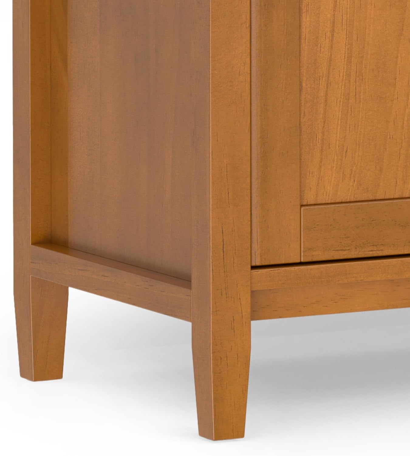 SIMPLIHOME Warm Shaker TV Stand - 60 inch Wide Solid Wood Media Console in Light Golden Brown, Transitional Entertainment Center for Living Room for TVs up to 65 Inches with Cable Management
