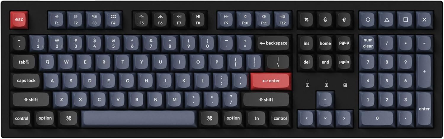 Keychron K10 Pro QMK/VIA Custom Wireless Mechanical Keyboard, Hot-Swappable Full Size 108 Keys Programmable RGB LED Backlit Red Switch, Bluetooth/USB-C Wired Gaming Keyboard for Mac Windows Linux