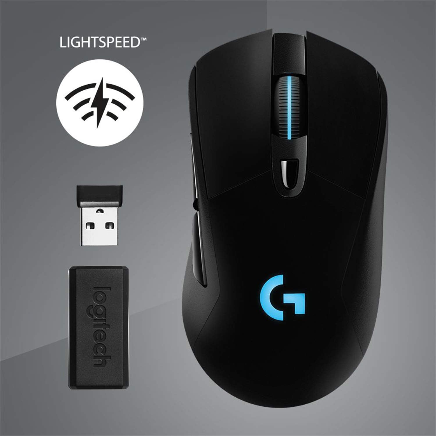 Logitech G703 Lightspeed Wireless Gaming Mouse | Hero Sensor, 25k DPI, 6 Programmable Buttons, RGB Lighting, Rubber Grip, Adjustable Weight, PC/Mac | with Signature Series Charging Dock