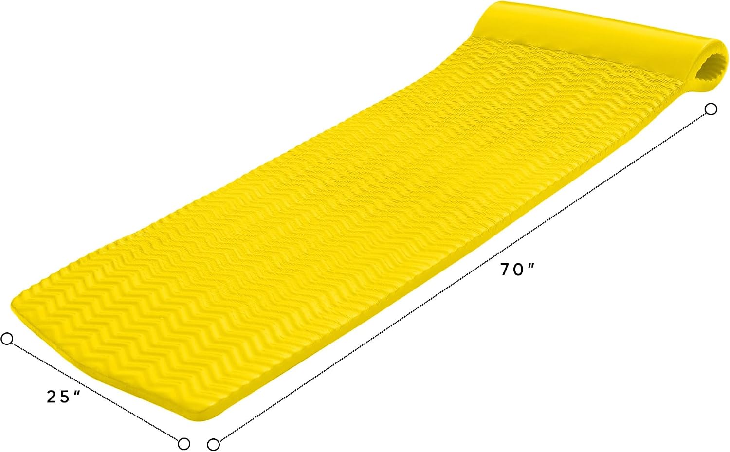 TRC Recreation Serenity 1.5' Thick Vinyl Coated Foam Swimming Pool Float Mat Adult Lounger with Built-in Roll Pillow