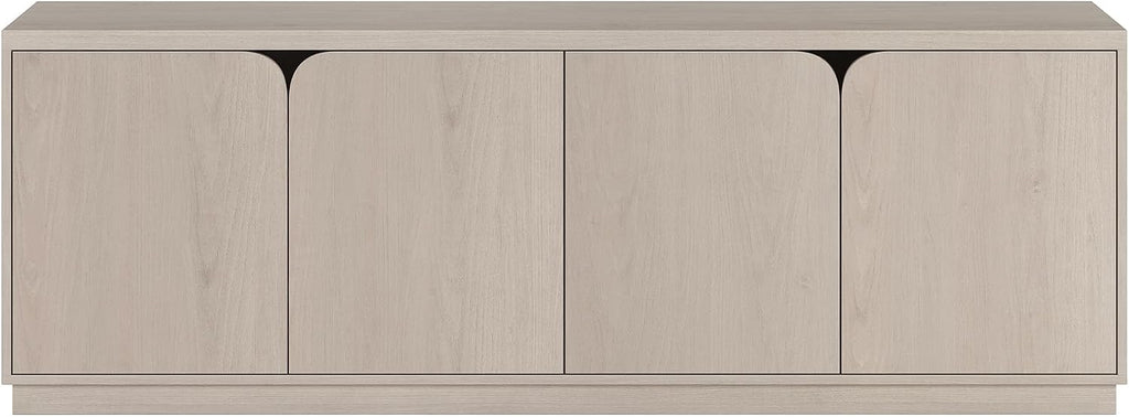 Henn&Hart TV Stand for TVs up to 78' with Concealed Storage Cabinets and Adjustable Shelves for Living Room, Family Room, or Office, Beech White