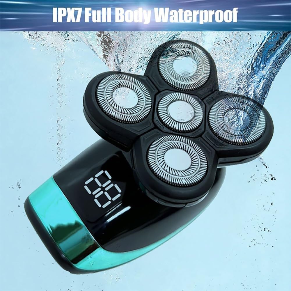 Head Shaver for Men, 5 in 1 Bald Head Shaver with Hair Clippers Nose Hair Trimmer Facial Cleaning Waterproof Electric Shaver for Men Beard Trimmer