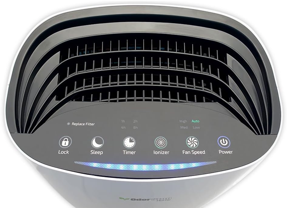 OdorStop HEPA Air Purifier with H13 HEPA Filter, Active Carbon, Multi-Speed, Sleep Mode and Timer (OSAP3600, Bright White)