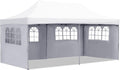 GDY 10'x20' Pop Up Canopy, Folding Party Tent with 4-Panel Removable Sidewalls, Heavy Duty Outdoor Commercial Instant Gazebo with Wheeled Bag, White.