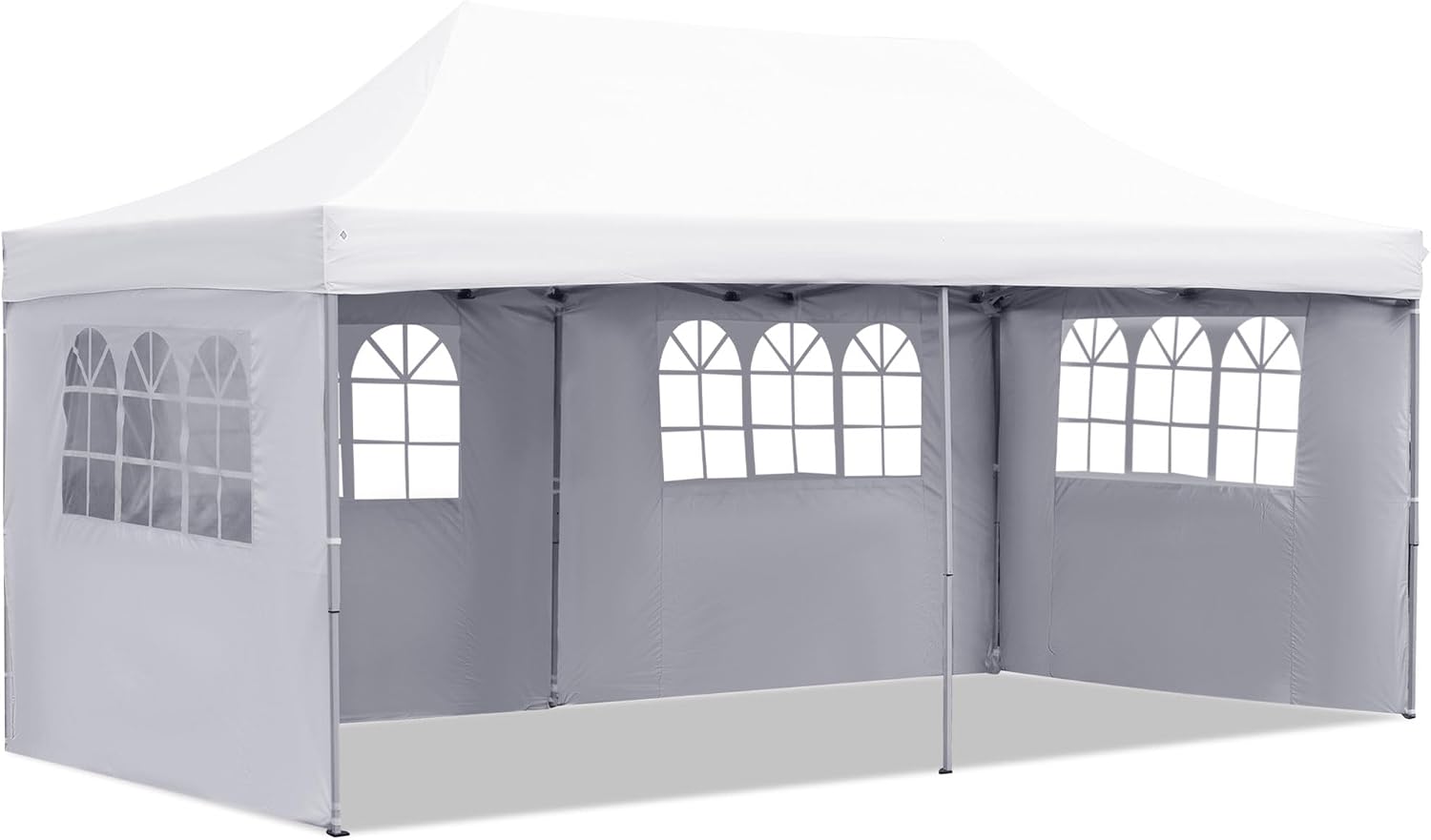GDY 10'x20' Pop Up Canopy, Folding Party Tent with 4-Panel Removable Sidewalls, Heavy Duty Outdoor Commercial Instant Gazebo with Wheeled Bag, White.