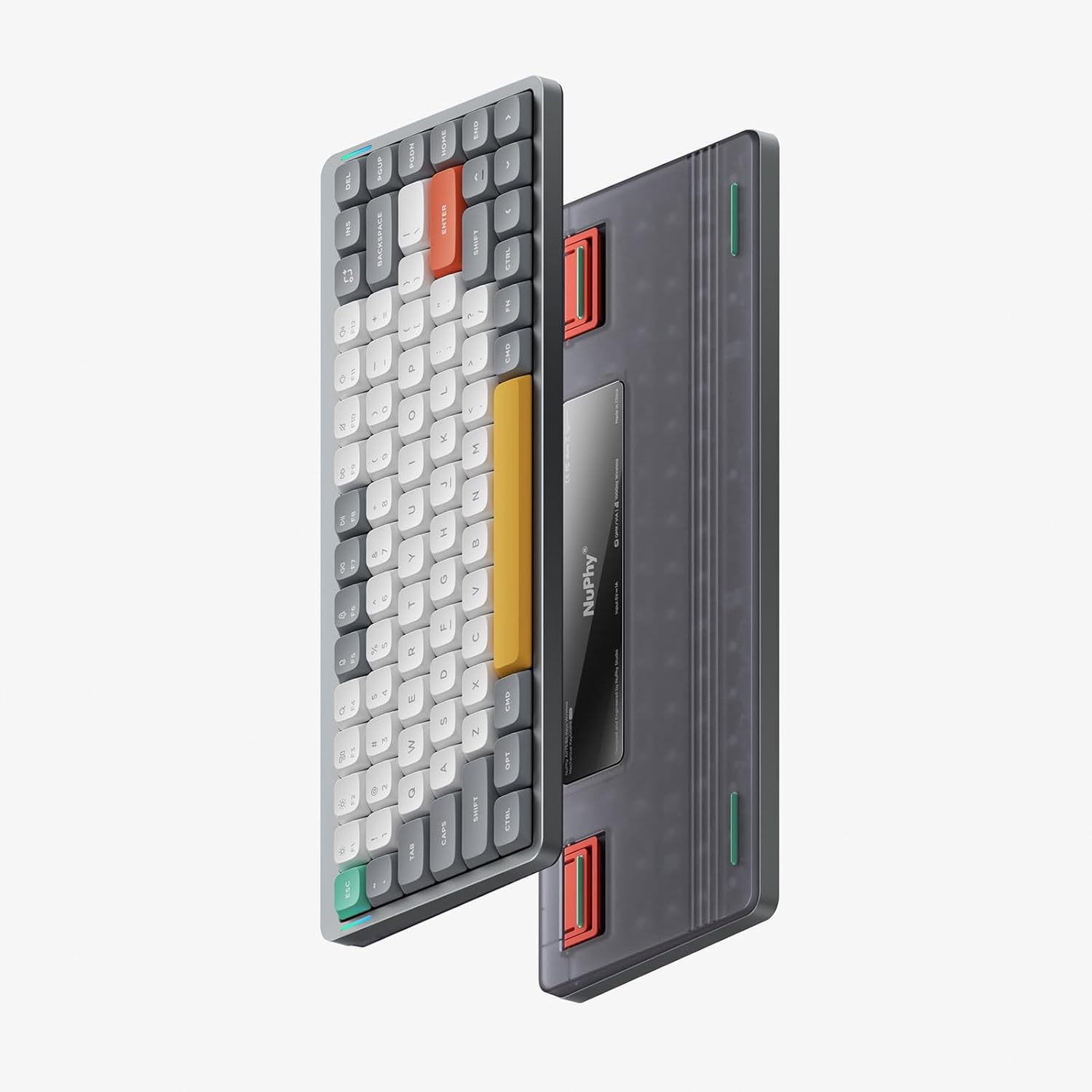 nuphy Air75 V2 Portable 75% Mechanical Keyboard,Wireless Keyboard,Supports Bluetooth/2.4G/USB-C RGB Gaming Keyboards,Compatible with Windows/Mac OS/Linux Systems Grey-Gateron Moss Switch