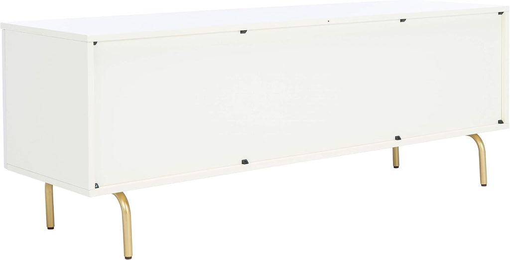 SAFAVIEH Genevieve TV Stand for up to 65' Flatscreen – Cream & White Washed Finish, Mid-Century Modern Storage Cabinet, Entertainment Media Console (MED5000D)
