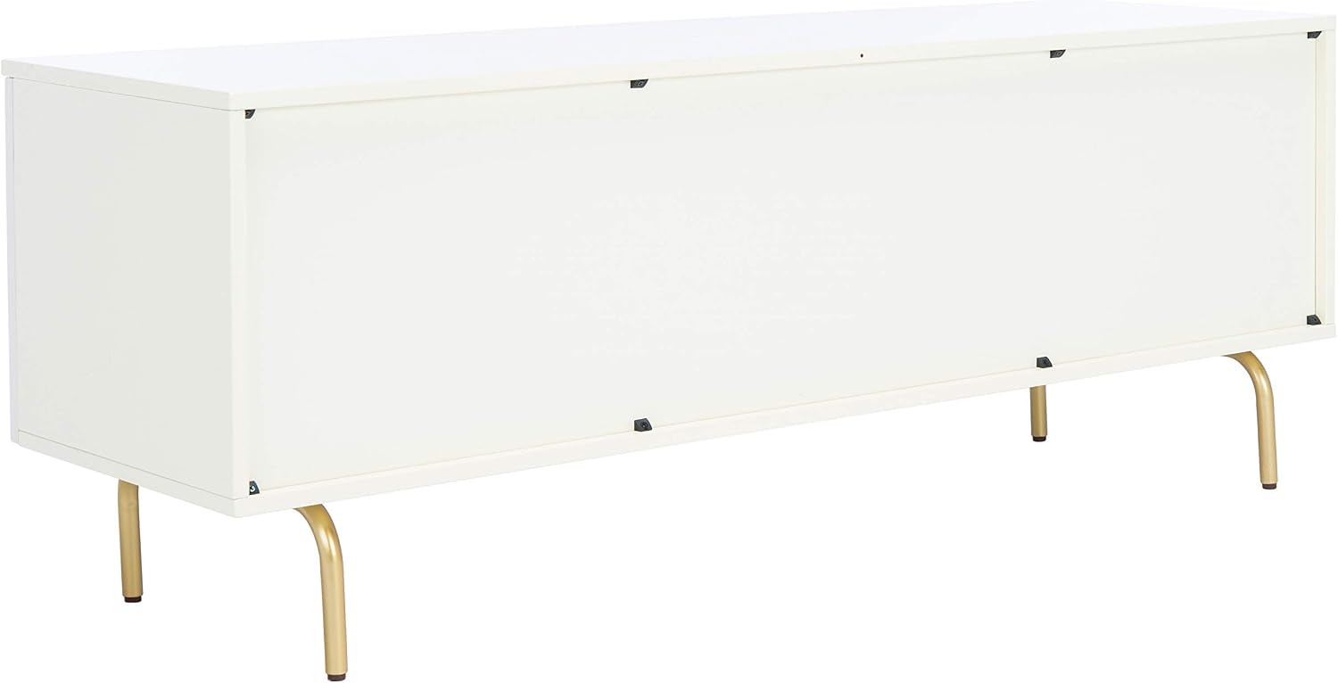 SAFAVIEH Genevieve TV Stand for up to 65' Flatscreen – Cream & White Washed Finish, Mid-Century Modern Storage Cabinet, Entertainment Media Console (MED5000D)