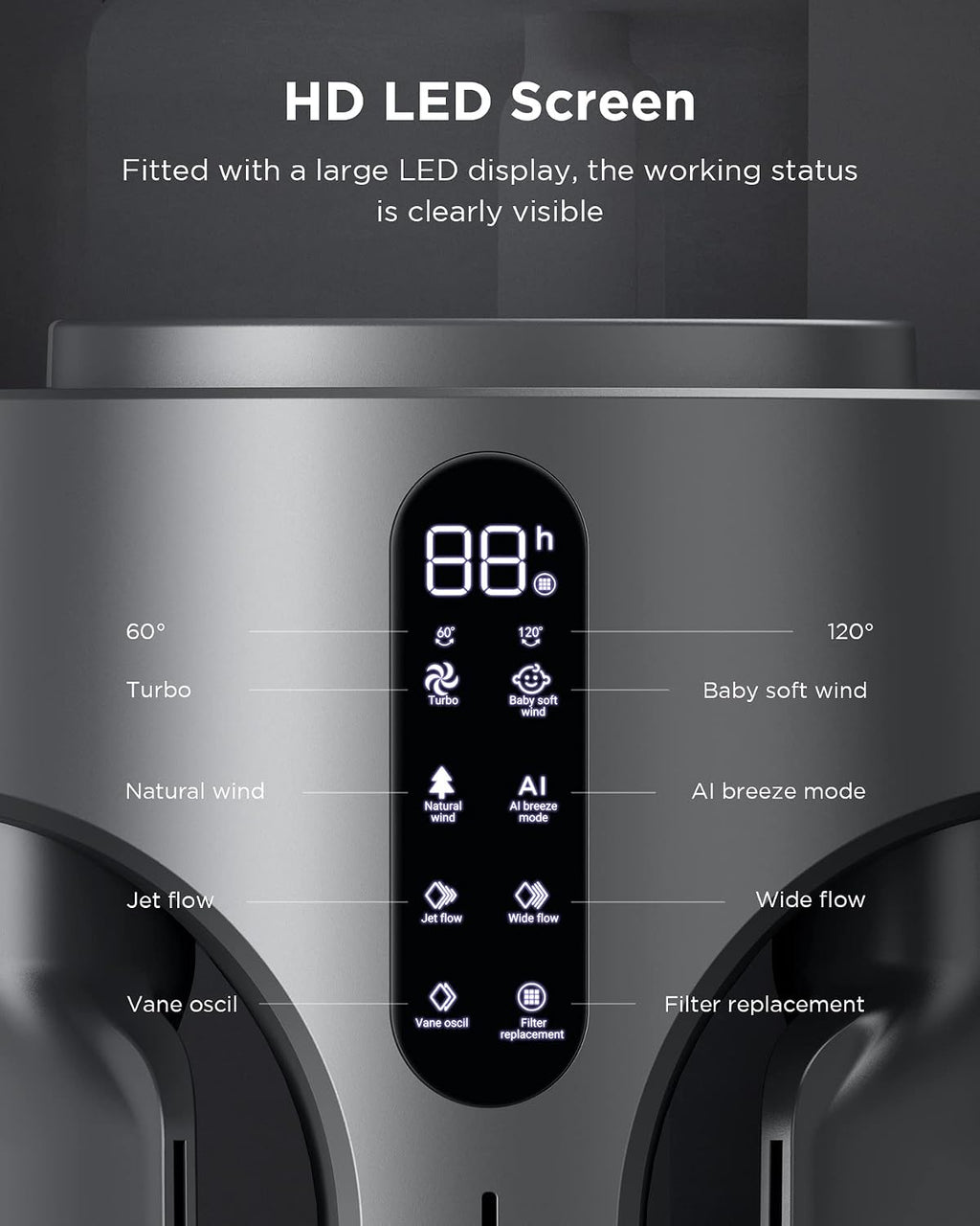AIRMATE Air Purifier Bladeless Tower Fans, 1500CFM Large Air Volume, 45' 2-in-1 Standing Fan for Bedroom & Home, 28ft/s Velocity, 90° Oscillation, 15H Timer, Low Noise, Silver