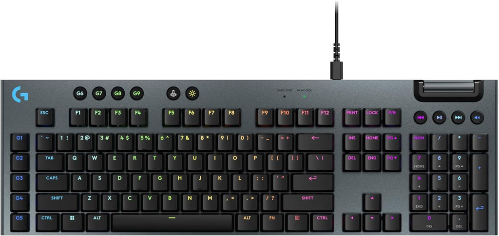Logitech G915 X Wired Mechanical Gaming Keyboard, Double-Shot PBT Keycaps, Fully Programmable Keys, RGB Backlit Mac/PC Gaming Keyboards, Aluminum Finish, GL Tactile Switches, Black (Renewed)