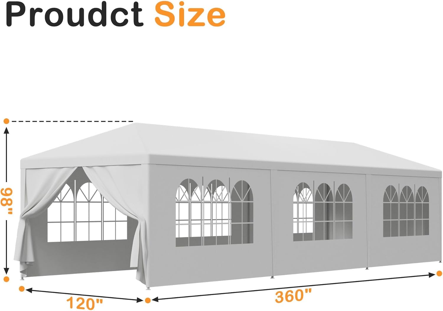 HomGarden 10'x30' Outdoor Party Tent Heavy Duty Large Backyard Canopy Tent Cater Party Favor Supplies Patio Gazebo for Outdoor Events Wedding Gatherings BBQ with Removable Sidewalls