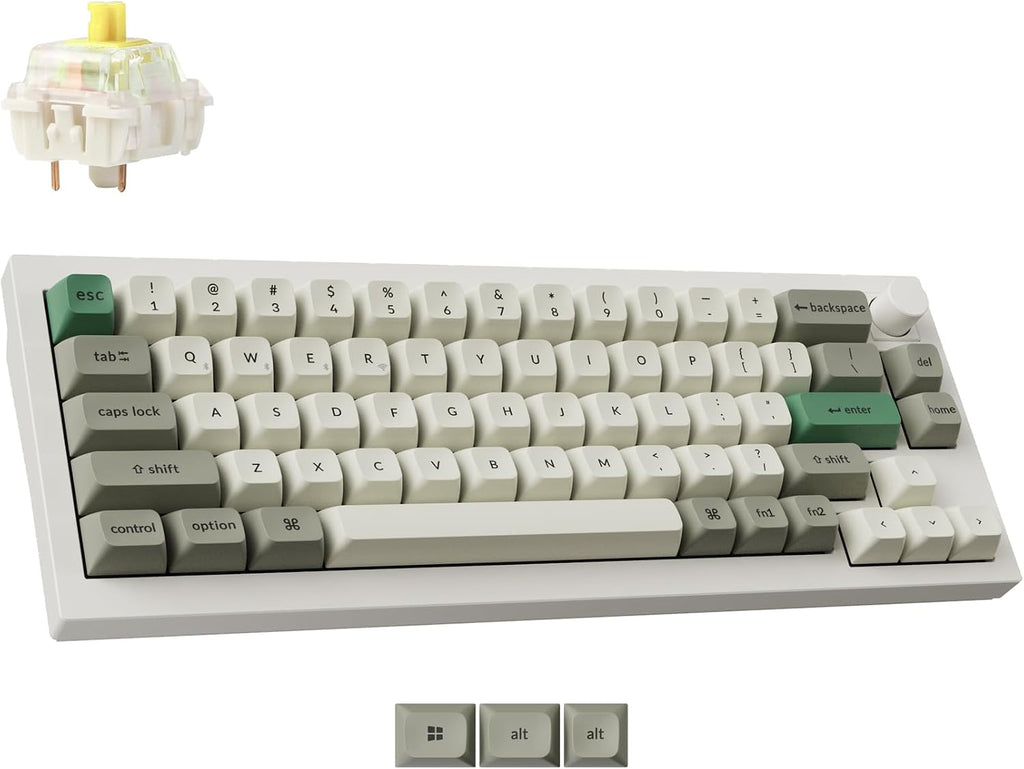 Keychron Q2 Max Wireless Custom Mechanical Gaming Keyboard, QMK/VIA Programmable Knob 2.4 GHz/Bluetooth 5.1/Wired, 65% Compact RGB Hot-Swap with Gateron Banana Switch for Mac Windows Linux - White