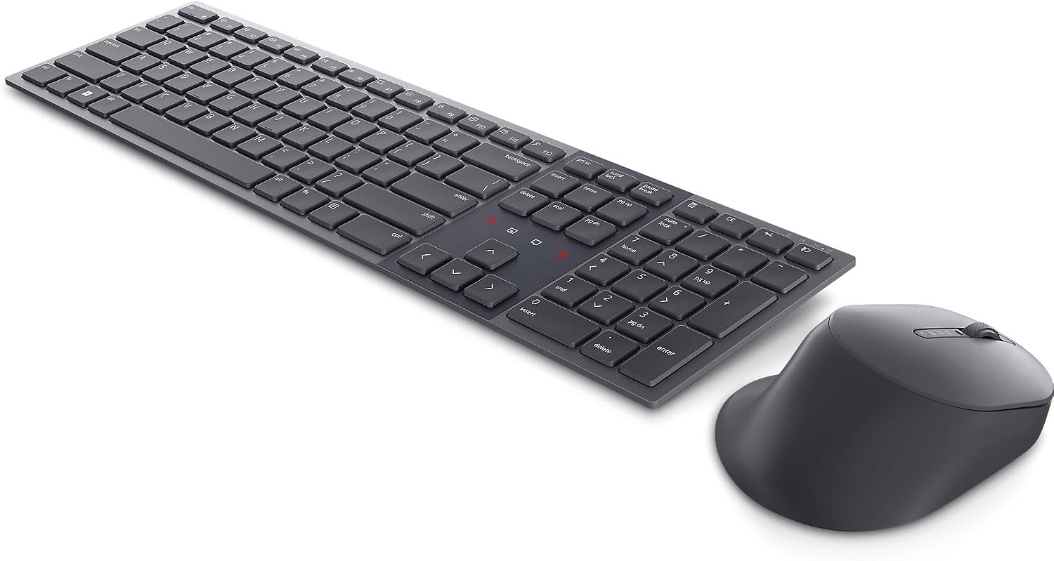 Dell KM900 Premier Collaboration Keyboard and Mouse - Zoom Touch Controls, Backlight Keyboard, Bluetooth 5.1, Radio Frequency 2.4GHz - Black