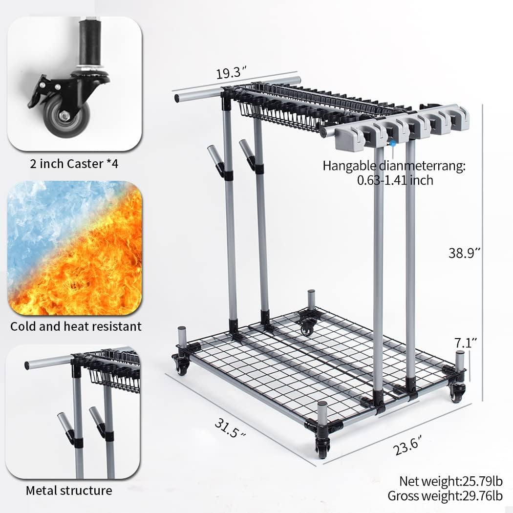 Heavy duty garden tool organizer garage storage holder storage large long farming tools lawn tool metal rack shovel and rake organizer