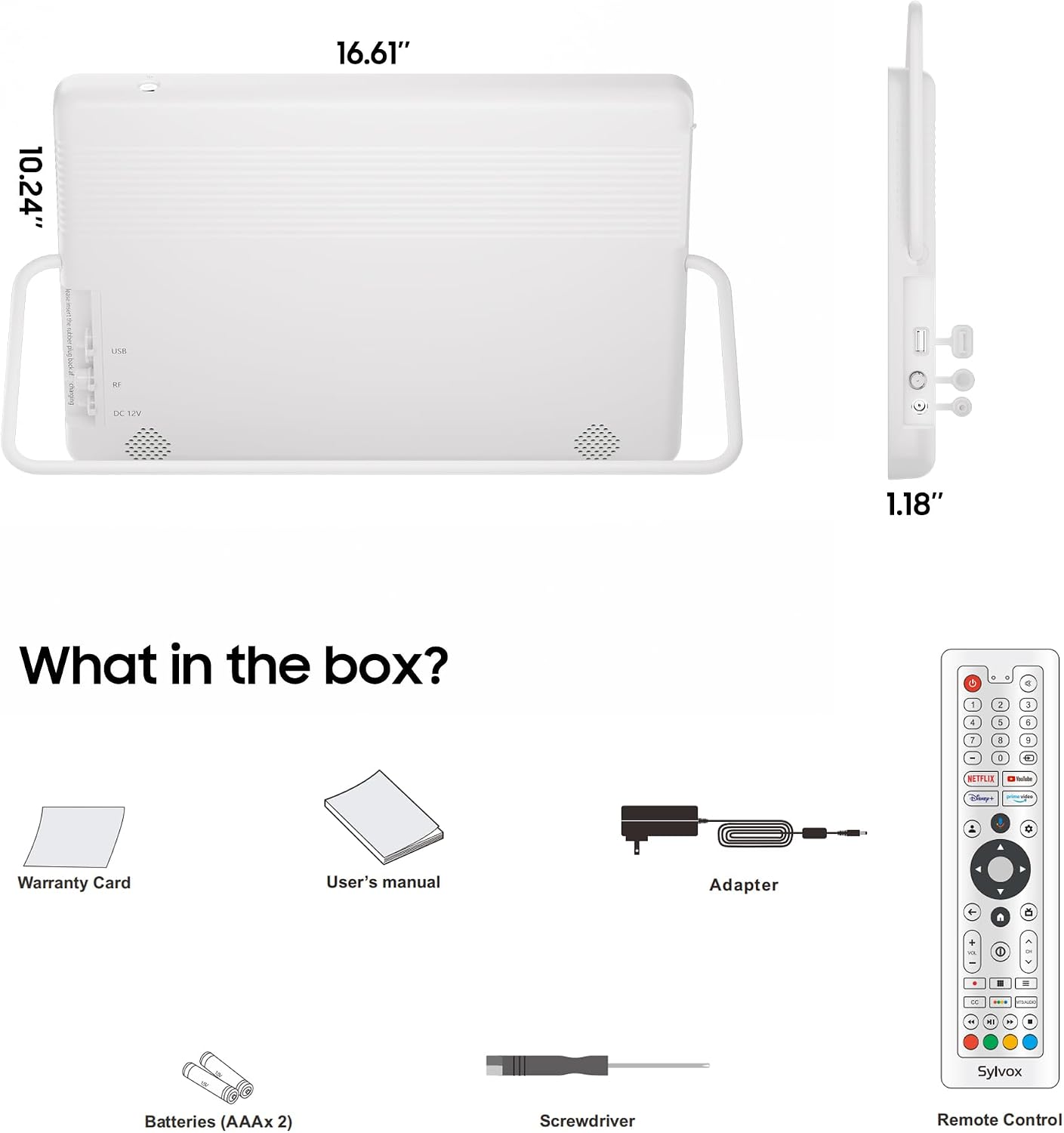 SYLVOX 15.6'' Portable Smart TV 12 Volt Television, 10000mAH Battery Powered IP66 Waterproof Dual Speakers Wireless WiFi 300nits Small Outdoor TVs, for RV Camping Pool Bathroom Kitchen Bedroom