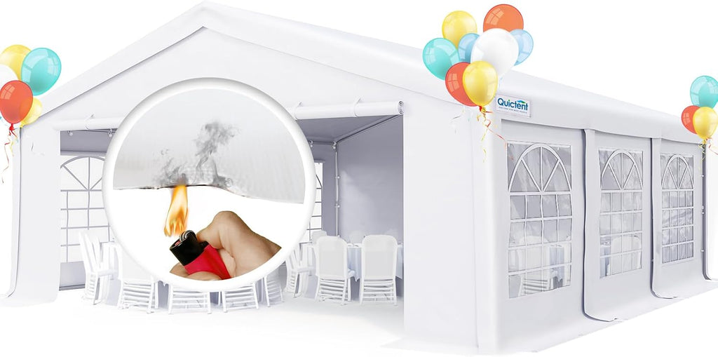 Quictent 20x20 Party Tent Heavy Duty PVC Fire Retardant, Outdoor Commercial Gazebo White Wedding Canopy with Removable Sidewalls