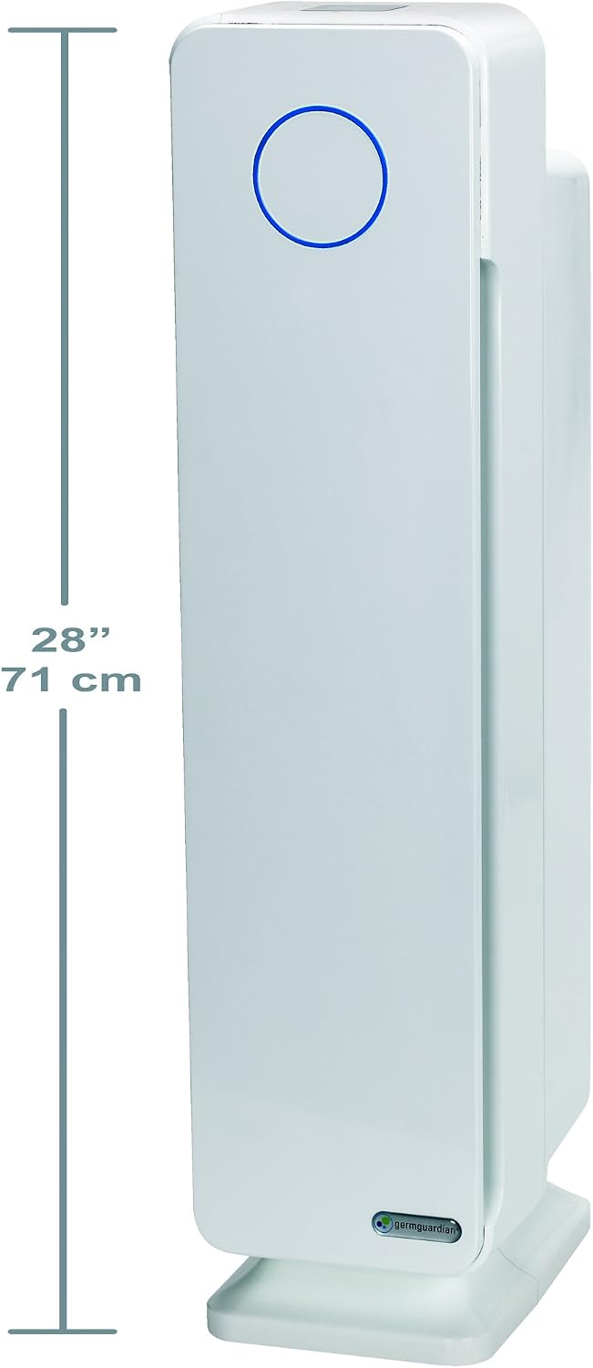 GermGuardian Air Purifier for Home with HEPA Pure Filter, for Wildfire Smoke, Pet Dander, Pollen, Odors, Large Rooms Up To 870 Sq. Ft., Removes 99.97% Pollutants, UV-C Light, 28', AC5350W, White