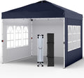 Shades 10x10 Pop Up Canopy with 3 Sidewalls & 4 Sandbags,Heavy Duty Beach Tent with Portable Bag,Sun Shelter for Parties,Events,Outdoor Gazebo with 420D Coated Waterproof Navy Blue Fabric