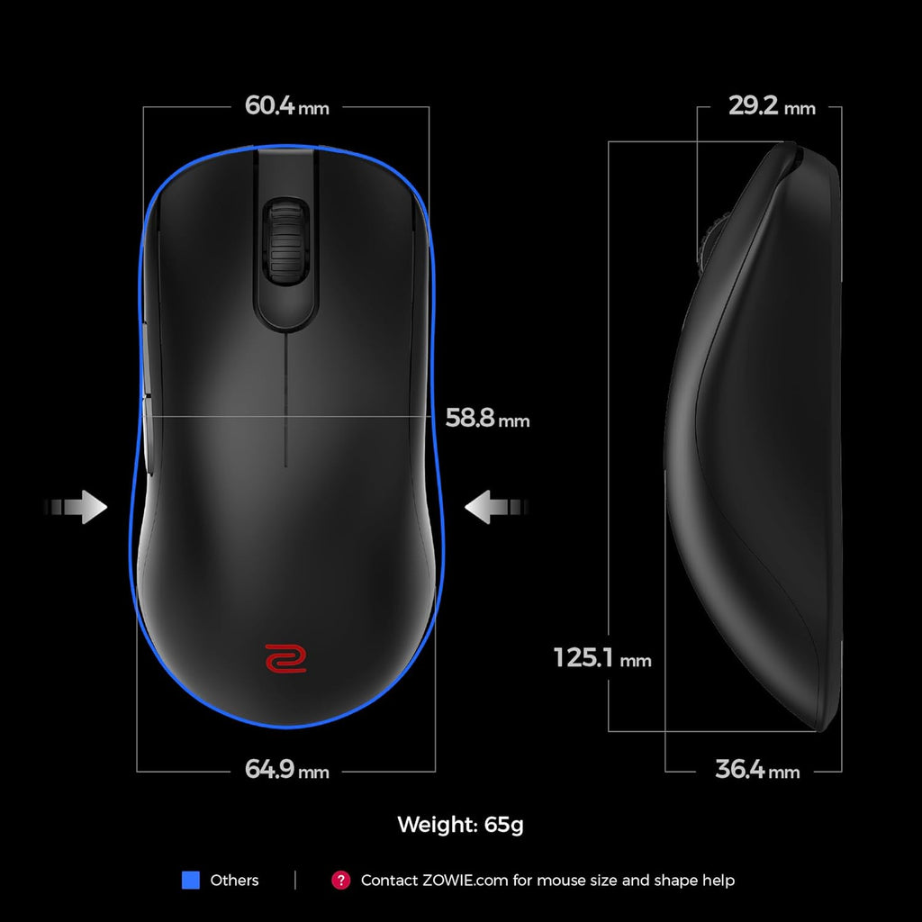 BenQ Zowie FK2-DW 4K Wireless Mouse for Esports, Sports Science, 4K Enhanced Receiver, 60g, Symmetrical, Driverless, 3950 Sensor, 4K Polling Rate Wireless Mouse (FK | 3950 Sensor | Symmetrical)