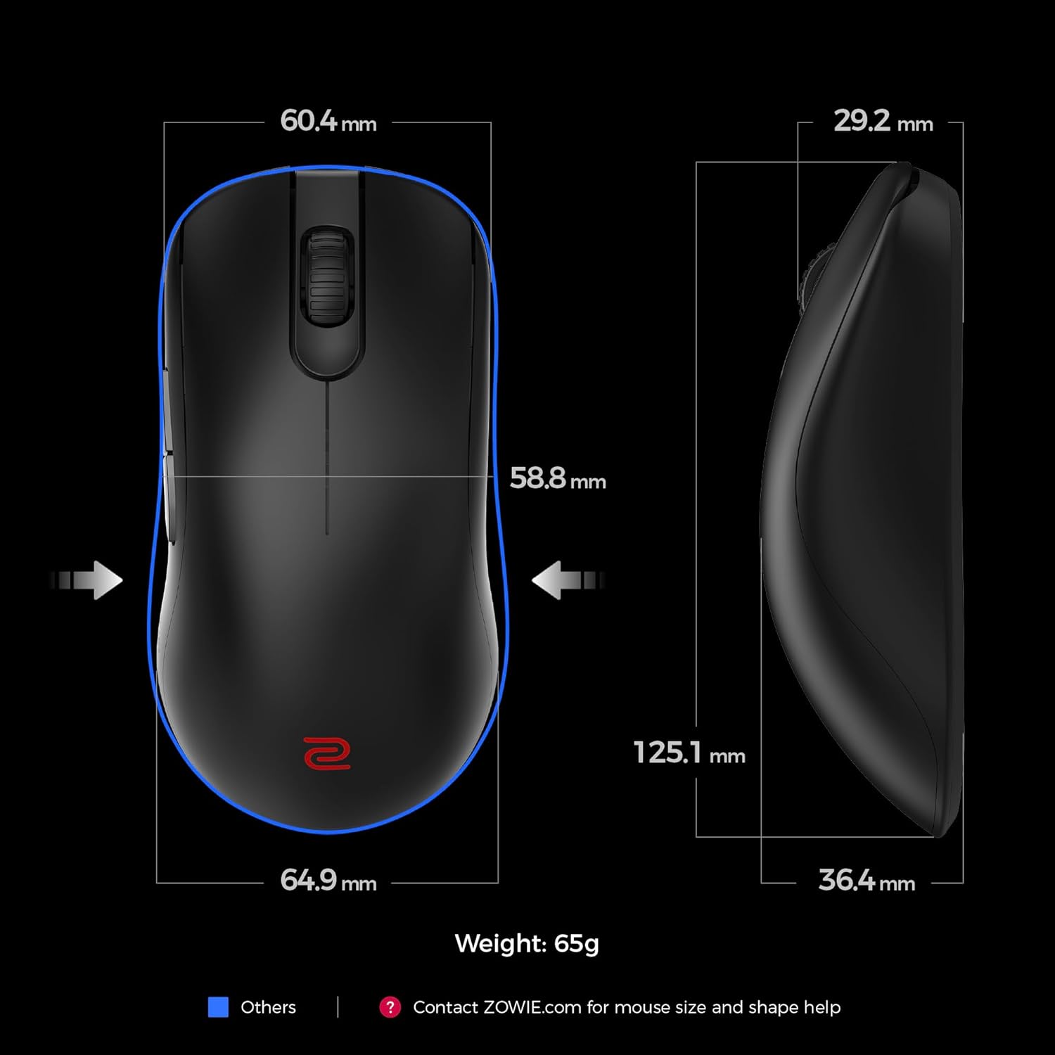BenQ Zowie FK2-DW 4K Wireless Mouse for Esports, Sports Science, 4K Enhanced Receiver, 60g, Symmetrical, Driverless, 3950 Sensor, 4K Polling Rate Wireless Mouse (FK | 3950 Sensor | Symmetrical)