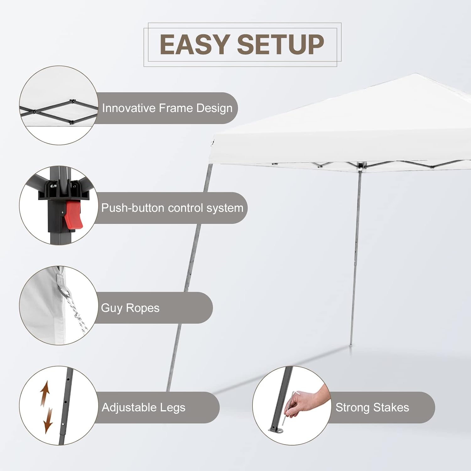 COOS BAY 10x10 Pop Up Canopy Tent with Screen Netting, Slant Leg Canopy with UPF 50+ UV Protection, 64 Sq Ft Shade, One Person Setup with Carry Bag, White