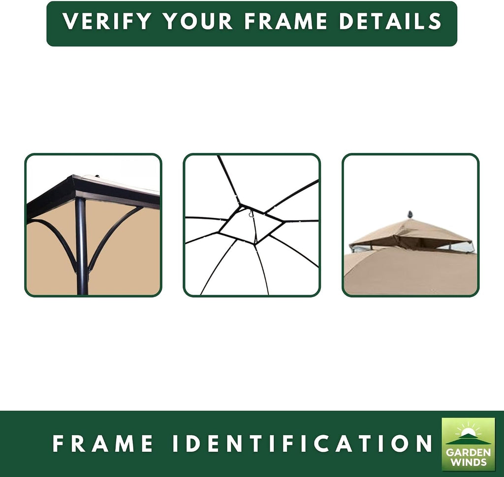 Garden Winds Reinforced RipLock 350 Replacement Canopy Top Cover Compatible with Somerset 10' x 12' Gazebo Model L-GZ212PCO-B – Beige