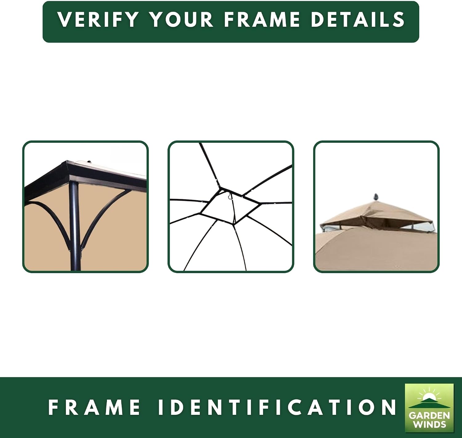 Garden Winds Reinforced RipLock 350 Replacement Canopy Top Cover Compatible with Somerset 10' x 12' Gazebo Models L-GZ212PCO-B - Green