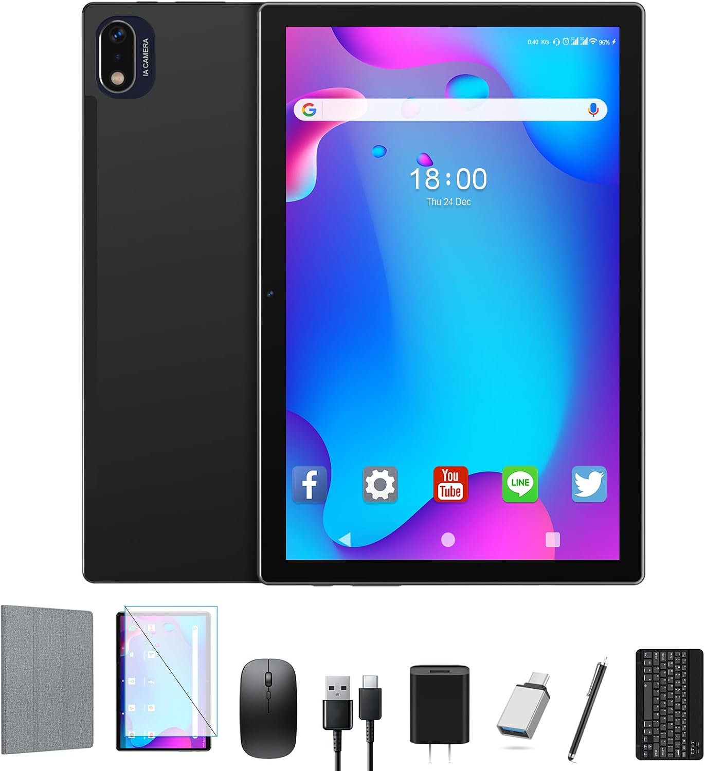 Android Tablet, 2026 Latest 10 inch Android 14 Tablet, MTK8183 Octa-Core, 16GB 128GB 1TB Expansion, 2.4/5G WiFi, 21MP Camera, Gemini AI 2.0, Tablets with Keyboard, Mouse, Case etc
