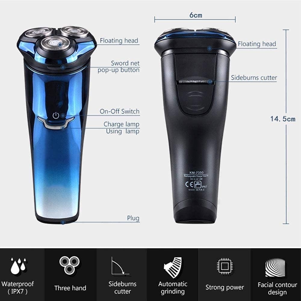 Electric Shaver, Rechargeable Electric Shaver with Pop-Up Trimmer, IPX7 Waterproof Shavers Rechargeable 3D Rotary Razor Shaver