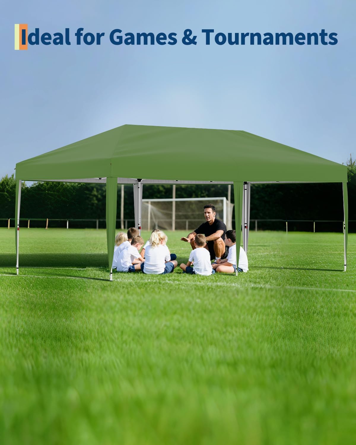10X20 Ft Instant Pop-Up Canopy Tent-1-Push Setup Heavy Duty Portable Gazebo w/ 4 Weight Bags, Roller Bag & Full Accessory Kit | Waterproof Wind Resistant for Outdoor Events, Markets, Camping,Green