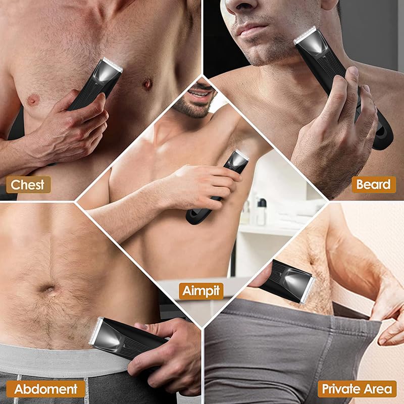 Mens Hair Clippers, Electric Hair Clippers Body Hair Trimmers With Charging Base LED For Man Groin & Pubic Waterproof Groomer Clippers Shaver Razor