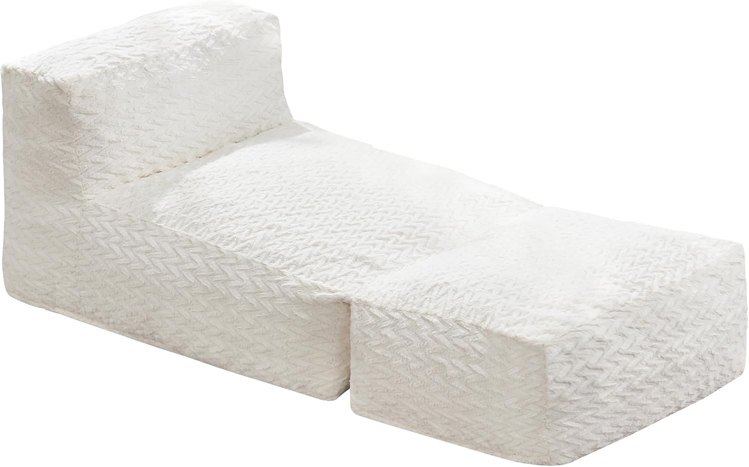Hobestluk Bean Bag Chair Big Bean Bag Lounger for Adults Bean Bag Couch with Memory Foam Filled for Living Room, Bedroom or Balcony (Chevron Plush White)