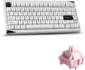 Akko Gem 01 QMK/VIA Aluminum Mechanical Keyboard Tri-Mode RGB Hot-swappable Wireless Gaming Keyboard Black on White, Pre-lubed Stellar Rose Switch