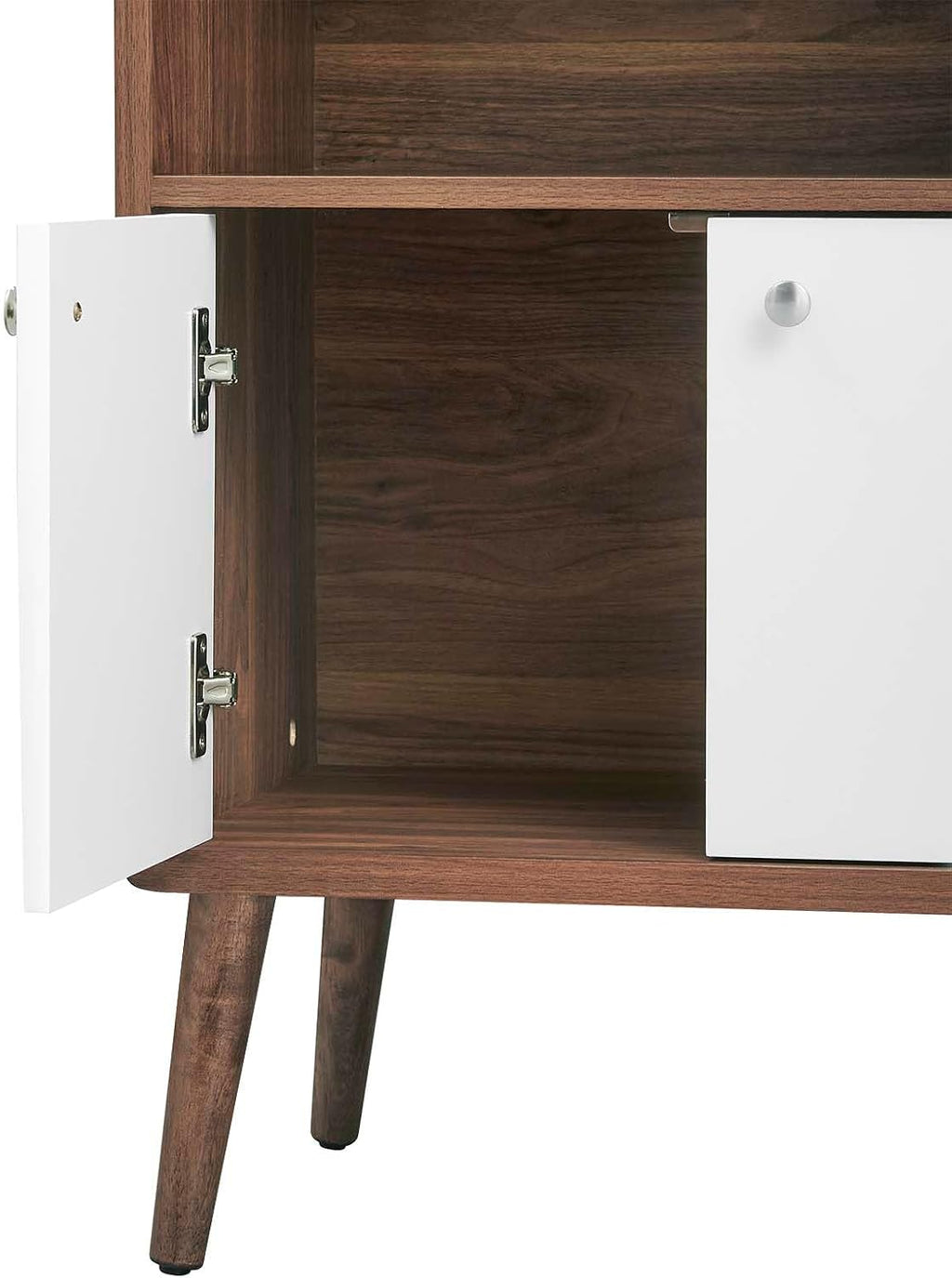 Modway EEI-6230-WAL-WHI Transmit Display Cabinet Bookshelf, Walnut White