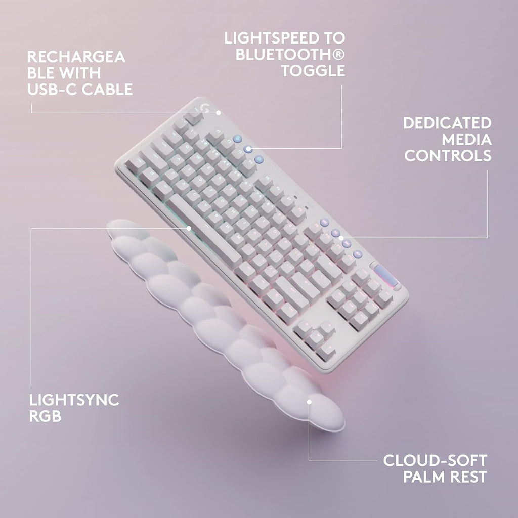 Logitech G Wireless Gaming Combo, G715 Keyboard Tactile + G705 Mouse, Customizable LIGHTSYNC RGB Lighting, Lightspeed Wireless, Bluetooth, PC/Mac/Laptop - White Mist