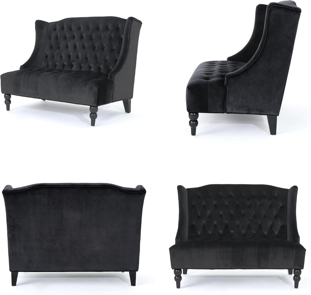 Merax Loveseat Sofa, Classic 2 Seater Couch for Living Room Bedroom Office, Black